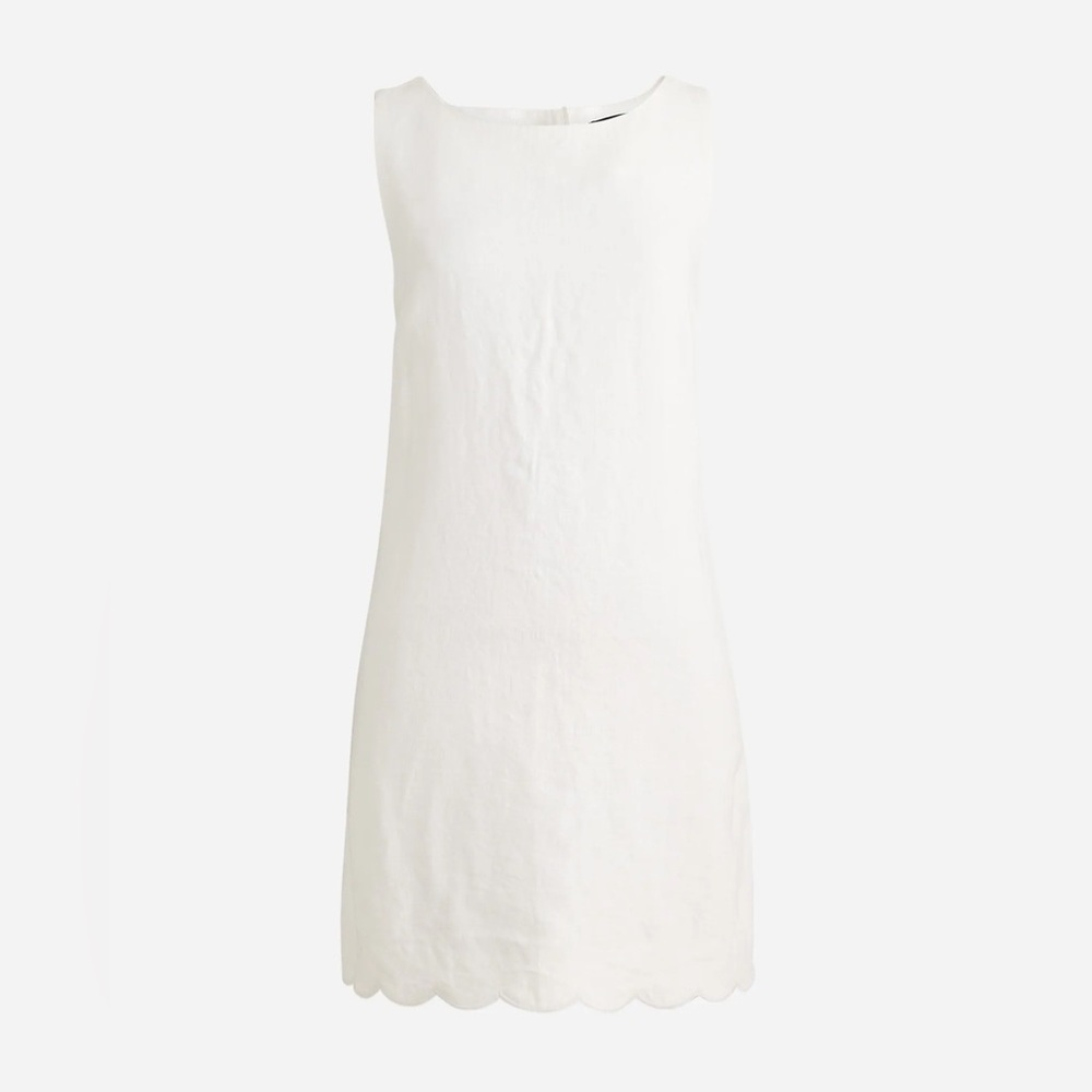 J.Crew Scalloped-trim shift dress in linen CA670